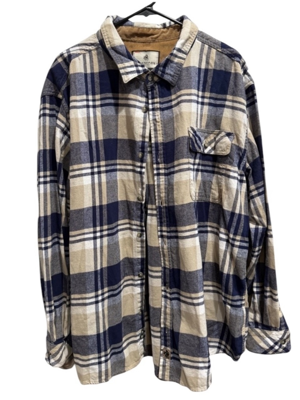 Legendary Whitetails Blue and Tan Plaid Shirt. Pre-Loved